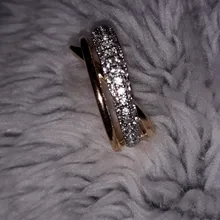 Huitan-Anillos cruzados de alta calidad para mujer, joyería de moda para boda, compromiso, fiesta, cristal brillante de circón