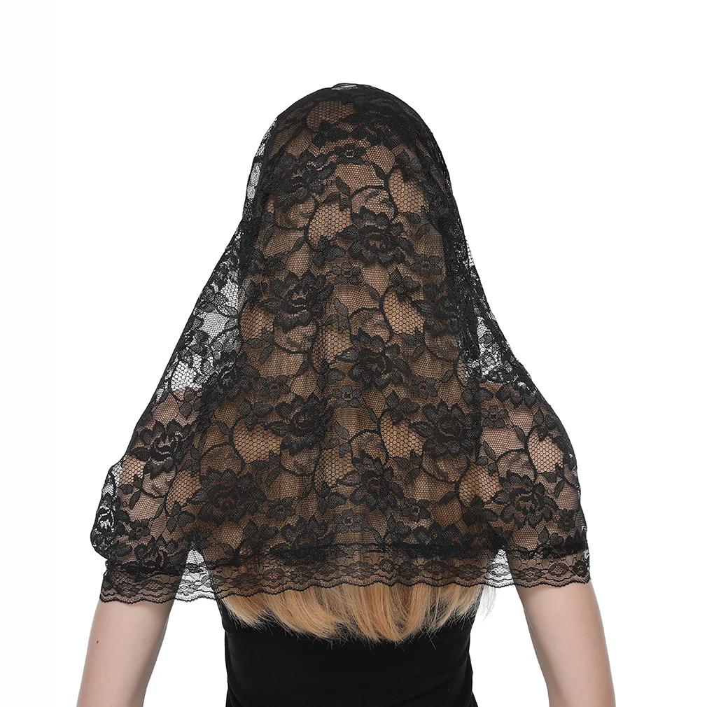 White Women Spanish Mantilla Lace Catholic Veil Chapel Scarf for
