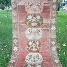 Area Rug Distressed Oushak Rug Runner 4'5' ''X 10'2''