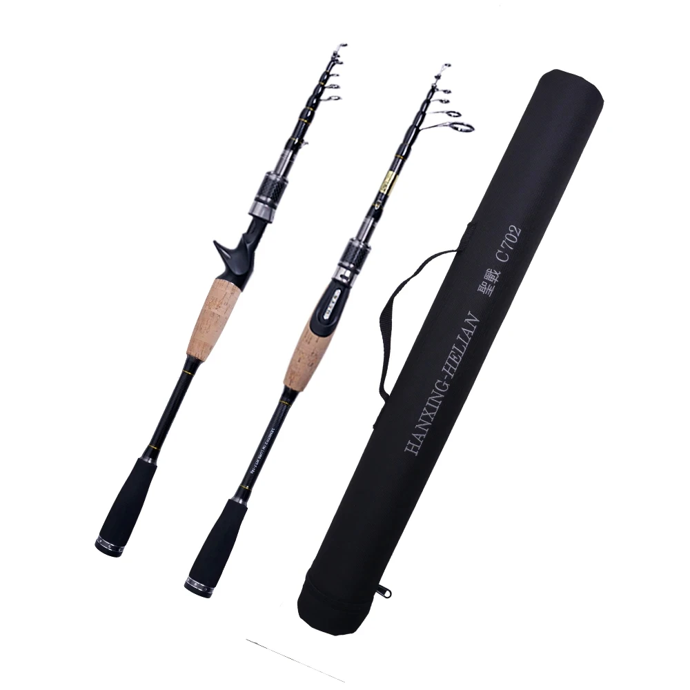 2.1m 2.4m 2.7m M MH Power Carbon Telescopic Fishing Rod Spinning Lure 7g-8g/10g-30g Ultralight Portable Travel Casting Pole | Спорт и