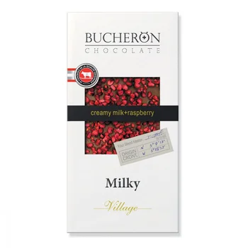 

Chocolate Bucheron Swiss heritage "Milky village", milk with raspberry pieces, 100 gr