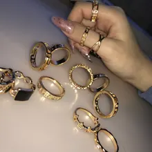 Tocona-Anillos de oro con piedras de cristal cuadradas brillantes para Mujer y hombre, Charms de estrellas geométricas, joyería para Mujer, venta al por mayor 9071