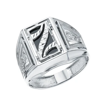 

Silver ring with onyx and cubic zirconium sunlight