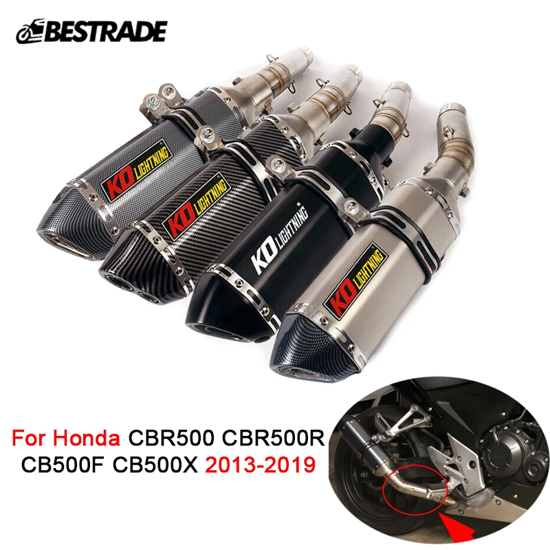 

Motorcycle Exhaust System For Honda CBR500 CBR500R CB500F CB500X 2013-2019 Escape 51mm Muffler Tube Slip Exhaust Mid Link Pipe