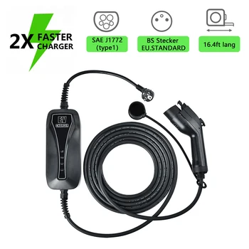 

Mode 2 5M 10M 16Amp Portable J1772 Connector EV Charger Type 1 Car Charging Cable EU Schuko Plug