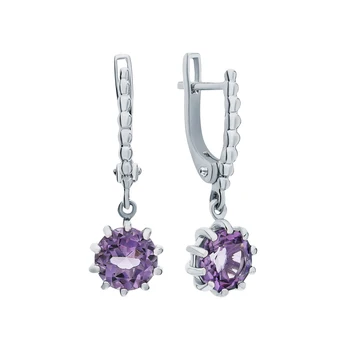 

Silver earrings with amethyst sunlight sample 925