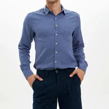 DeFacto мужские рубашки на лето и осень синего цвета, мужские повседневные смарт-топы, мужские рубашки с карманами, бермуды, топ, Cloth-K6968AZ19SM