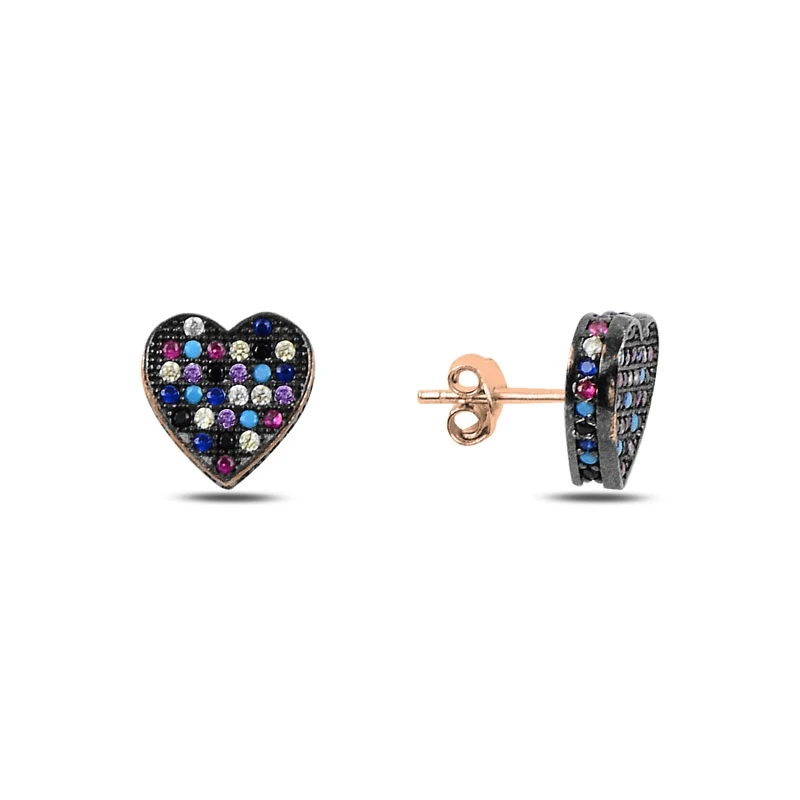 

Armagano Mixed Color Zircon Stone 3D Heart Earrings