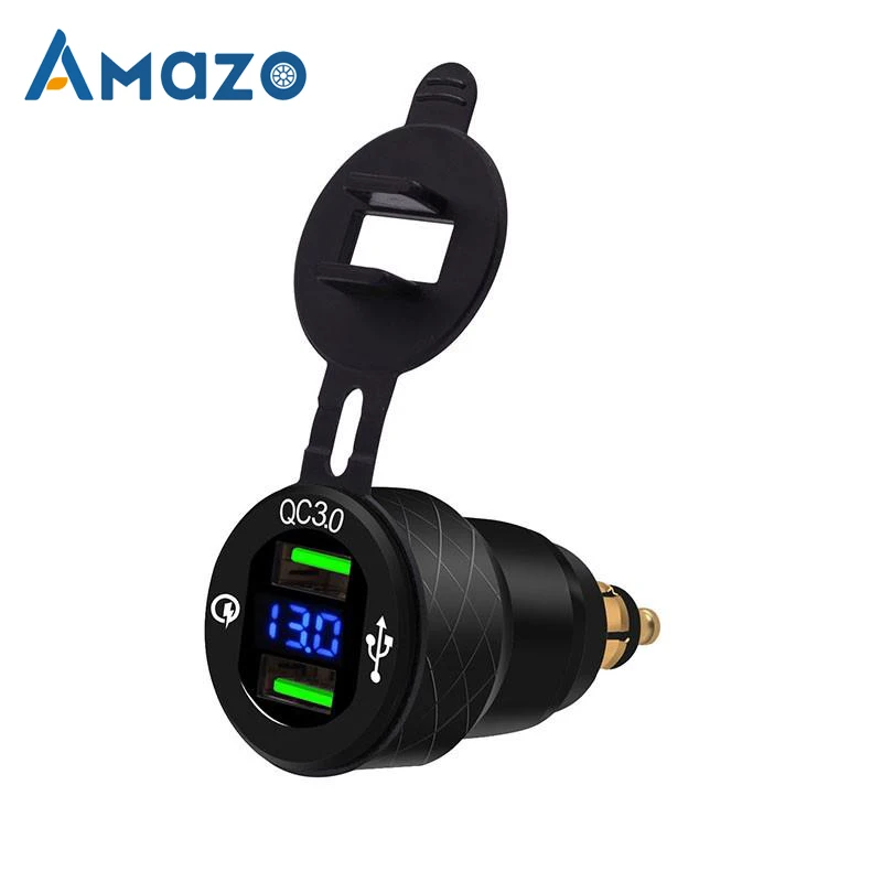 Автомобильное зарядное устройство QC 3 0 с двойным USB светодиодный дисплей монитор