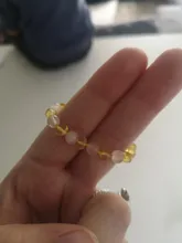 HAOHUPO-collar de dentición de ámbar del Caribe para mujer, Original, certificado de suministro, cristal Rosa + pulsera de ámbar dorado para regalo de bebé