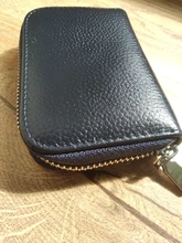 Tarjetero de piel de vaca de primera capa RFID antirrobo para hombre y mujer, billetera pequeña multifuncional con cremallera