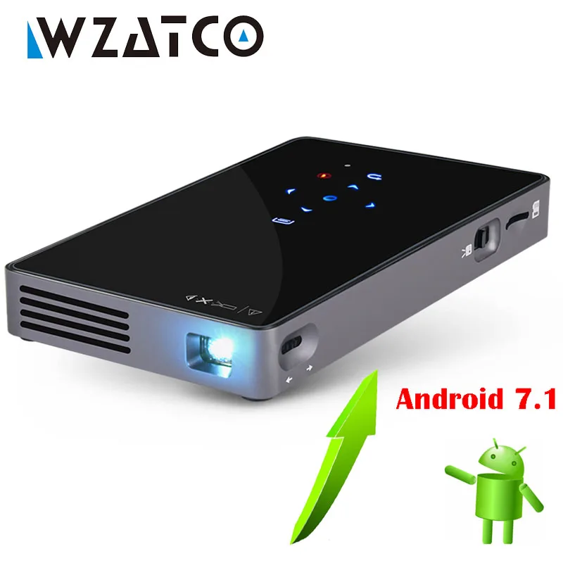 WZATCO CT50 Android 7,1 OS WIFI Bluetooth Pico Мини Микро Лазерный DLP проектор портативный Proyector с батареей для домашнего кинотеатра WZATCO CT50 Android 7,1 OS WIFI Bluetooth Pico Мини Микро Лазерный DLP проектор портативный Proyector с батареей для домашнего кинотеатра