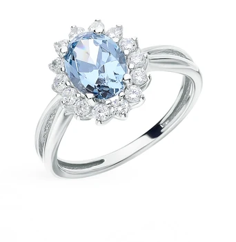 

Silver ring with spinel and cubic zirconia sunlight sample 925 test
