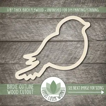 

Wood Bird Outline Cutout, Wooden Bird Embellishment, Wood Birdie Shape, Blank Wood Craft Cutouts