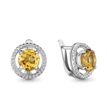 

Earrings made of silver with citrine and cubic zirconia