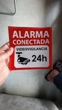 Cartel autoadhesivo disuasorio alarma 15x15 Alarma Conectada Videovigilancia 24H rotulo rojo en castellano