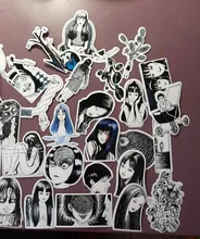 Pegatina de cómic de Horror para monopatín, adhesivo impermeable de Anime japonés Tomie, para equipaje y portátil, color blanco y negro, 10/21/49/50/56 Uds.