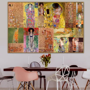 

Gustav Klimt Old Famous Master Artist The Kiss Canvas Painting Photo Collage Print for Living Room Wall Decor POP Wall Artwork