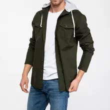 Дефакто Мужская армейская зеленая Зимняя Толстая рубашка с длинным рукавом мужская Повседневная рубашка с капюшоном Мужские рубашки Cloth-J3193AZ18WN