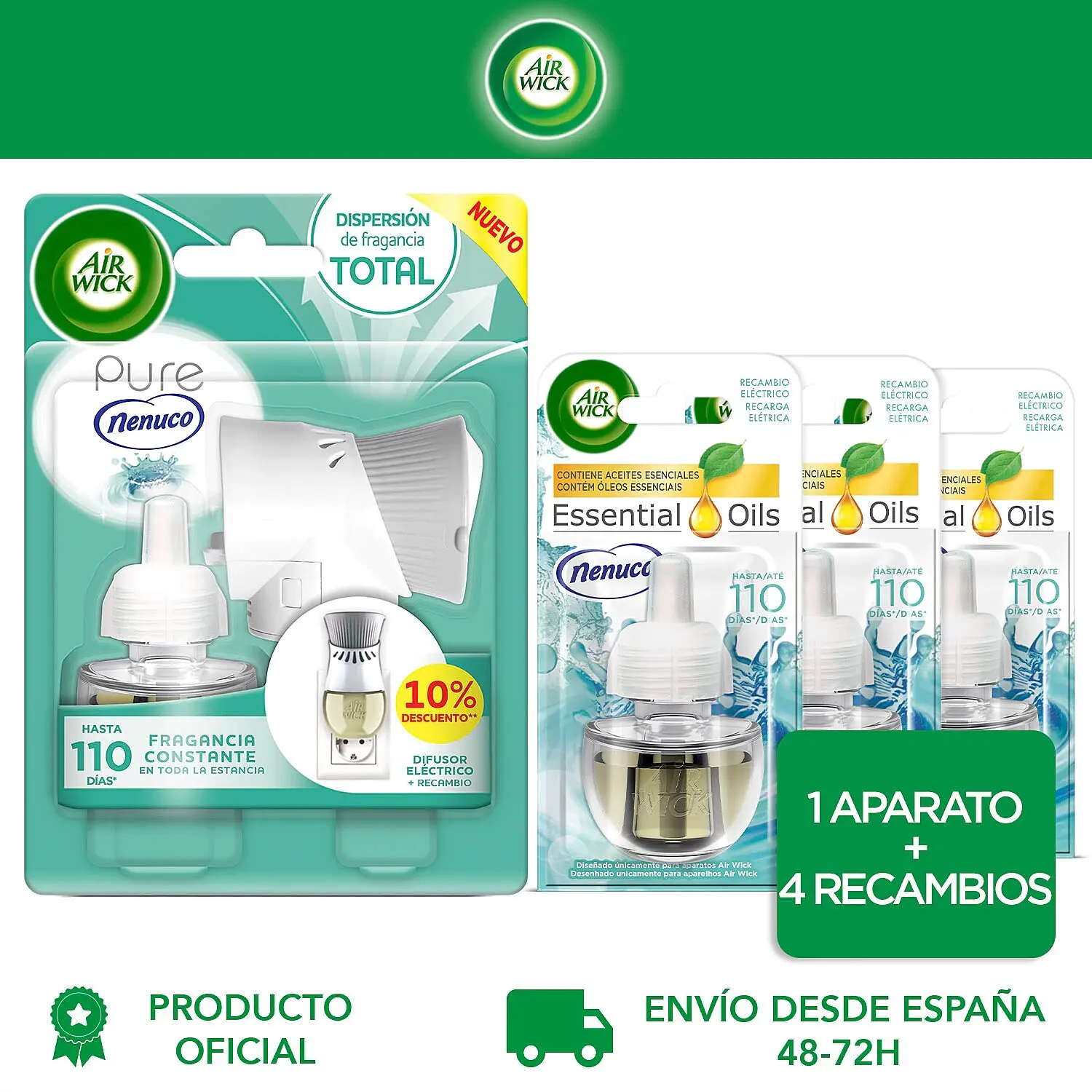 Ambientador eléctrico nenuco AIRWICK Essential oils - Aparato + recambio en