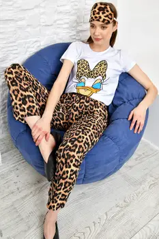 

Trend Alacati Style Women Sleep Banded Leopard Garnili Pajamas Suit ALC-X3527