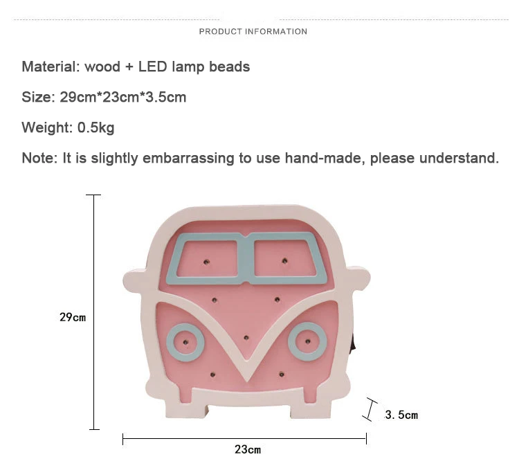 Ночной светильник конфетного цвета с деревянной короной, автобусом, звездой, луной, настенный подвесной светильник для стола, украшения для спальни, домашний декор, светильник для ребенка