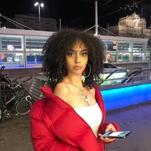 Peluca rizada mongol 3B 3C para mujeres negras cabello humano Afro rizado, pieza en U, corte de Bob corto, Belleza