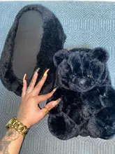 Zapatillas de casa afelpadas de oso de peluche para mujer, calzado para estar en casa, marrón, suave, antideslizante, de piel sintética, bonitas y esponjosas, Zapatillas de casa, cálido para invierno