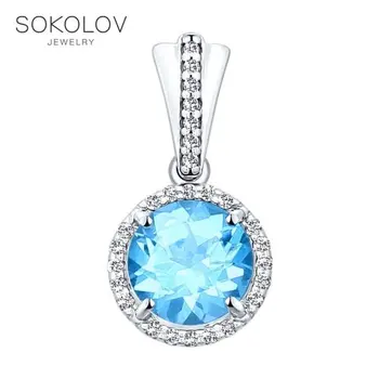

Pendant SOKOLOV silver with Topaz and cubic zirkonia fashion jewelry 925 women's male, pendants for neck women