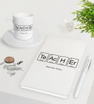 

Personalized Teacher White Notebook Pen Turkish coffee Cup Seti-3