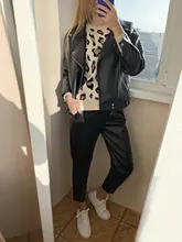 Jacket Women Basic-Coat Moto Aelegantmis Faux-Leather Plus-Size Winter Outerwear Autumn