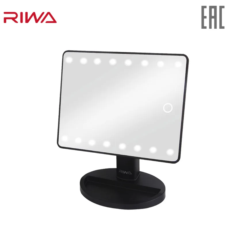 RIWA GWF146 Makeup Mirror with 16 LEDs Cosmetic Touch Dimmer Switch Battery Operated Stand for Tabletop Bathroom Travel | Красота и