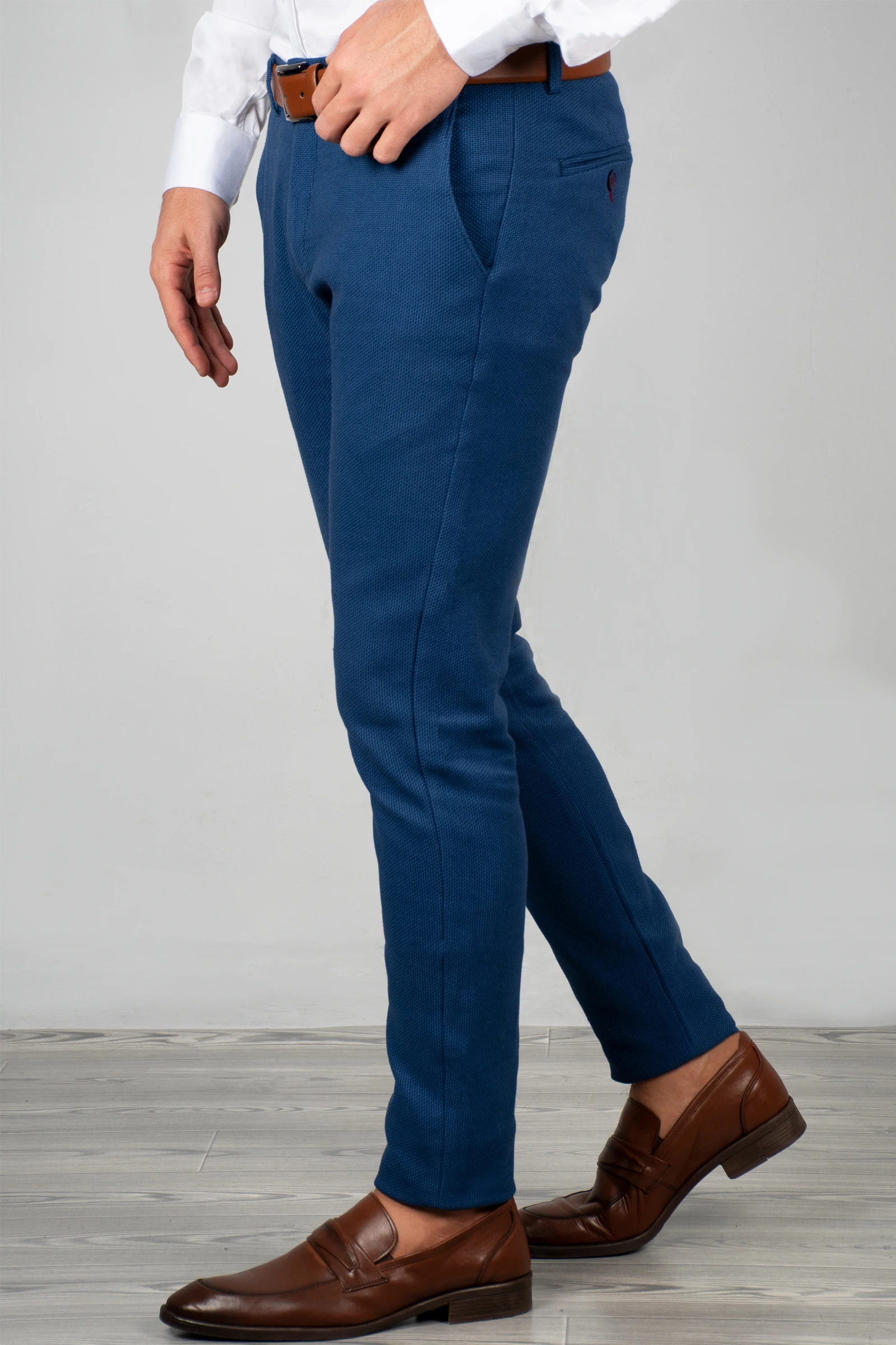 DeepSEA Male Indigo Blue Suit Pants Linen Slim Fit Cotton Lycra Classic Italian Groom Business Formal Four Seasons 2005016 DeepSEA Male Indigo Blue Suit Pants Linen Slim Fit Cotton Lycra Classic Italian Groom Business Formal Four Seasons 2005016