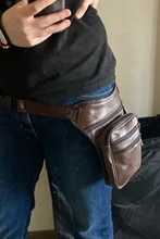 Bolsa cartuchera de cuero genuino para hombre, bolso cruzado, riñonera cinturón, cadera, viaje, motocicleta, bandolera mensajero