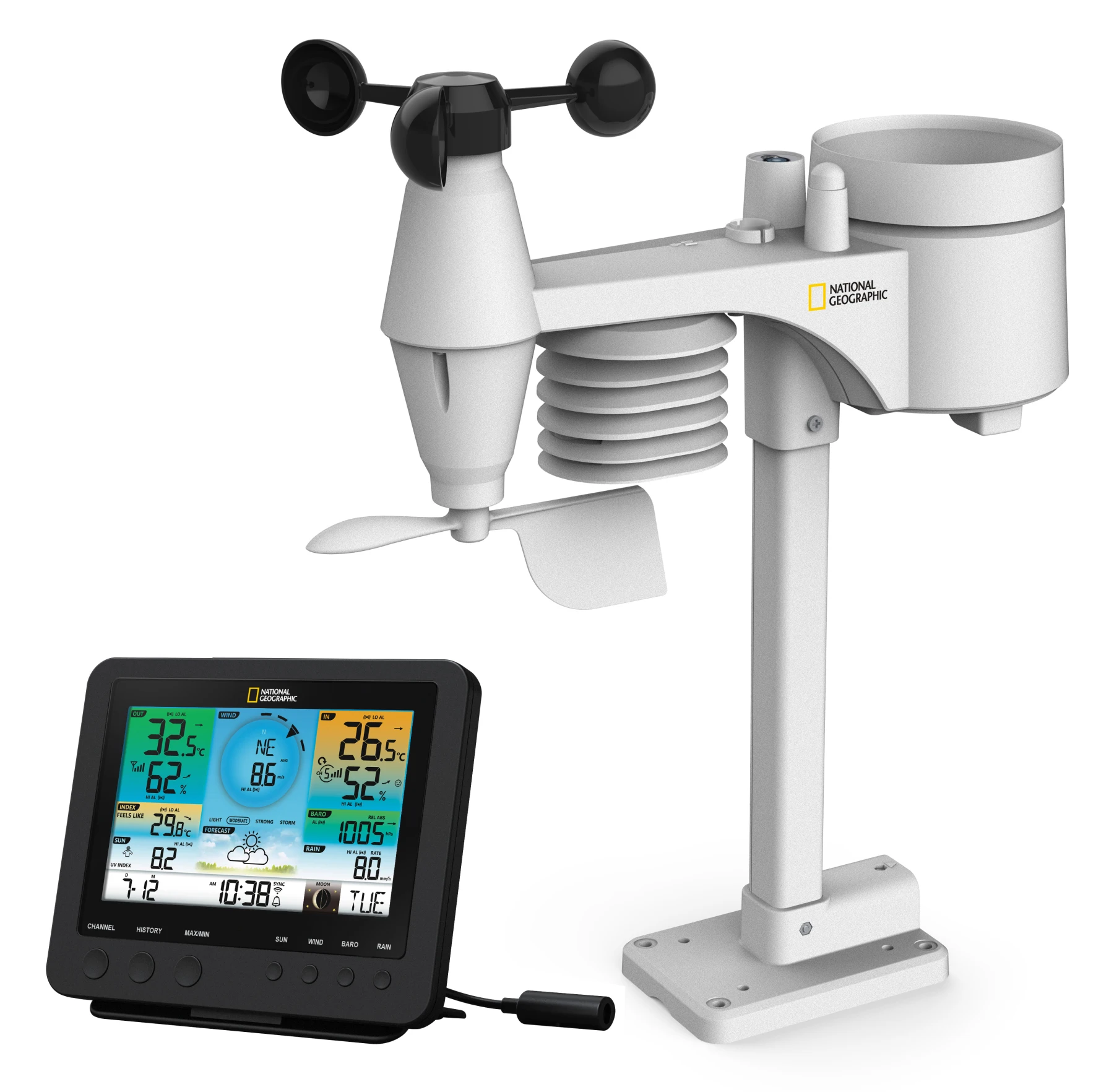 Wifi Weather Center With Professional Sensor 7 Measurements Color