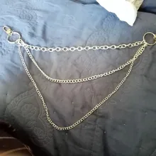 Llavero Punk Hip-hop de tres capas para mujer, cadena de pantalones vaqueros de Metal largo, accesorios de ropa, joyería