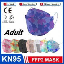 Fish KN95 – masque facial de protection FFP2, FFP3, filtre anti-poussière, réutilisable, pour adultes