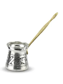 

Sonay Bakırcılık Antep Embroidered Tumbled Cast Iron Handle Copper Coffee / Handmade / Copper Coffee Pot / Milk Pot