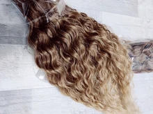 Noble rizado Ombre pelo mechones de cabello sintético Super largo rizado 1 Uds 28 -32 Rubio marrón mechones con extensiones de cabello