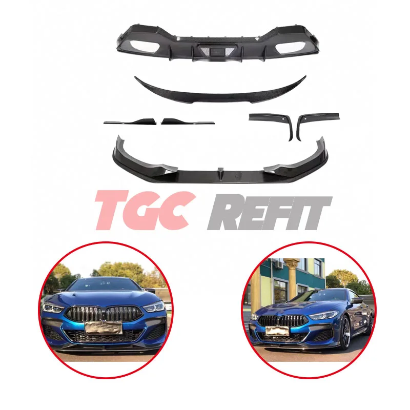 

For BMW 8 Series G14 G15 G16 Carbon Fiber Body Kit Front Lip Side Skirt Rear Turnk Spoiler Rear Wing Back Lip Bumper Diffuse