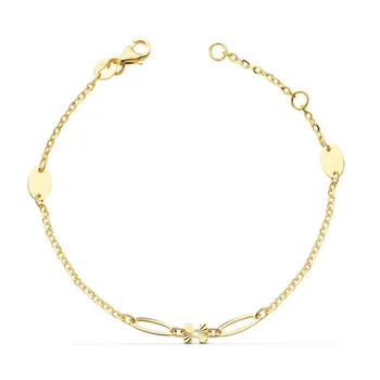 

18k gold bracelet woman 17.5cm. Anchor chain reasons smooth faceted Oval clasp