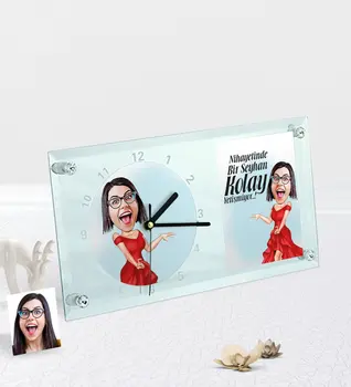 

Personalized Women 'S Easy Grow Caricature Of Desktop Glass clock-1