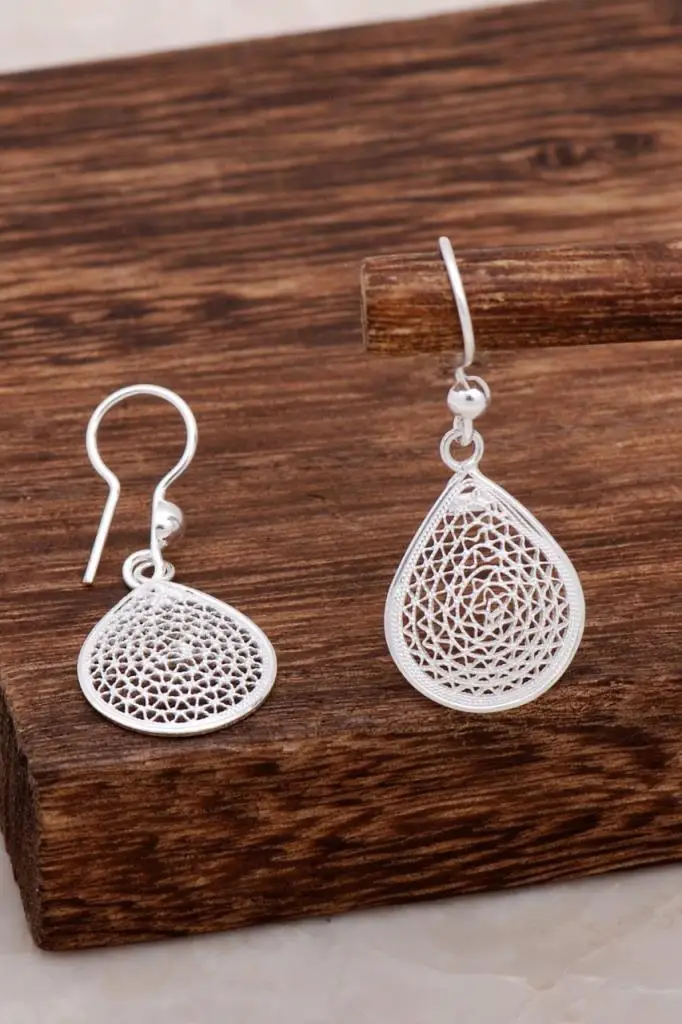 

Filigree Drop Design Silver Earrings 4638 High Quality Hand Made Original Filigree Silver Jewellery Gift for Women