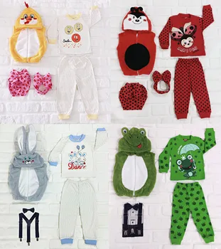 

Baby colar fleece Vest Jacket hooded cotton Pyjamas band head-wraps set (5pcs), Winter wear Chick Bunny Rabbit Frog Ladybug