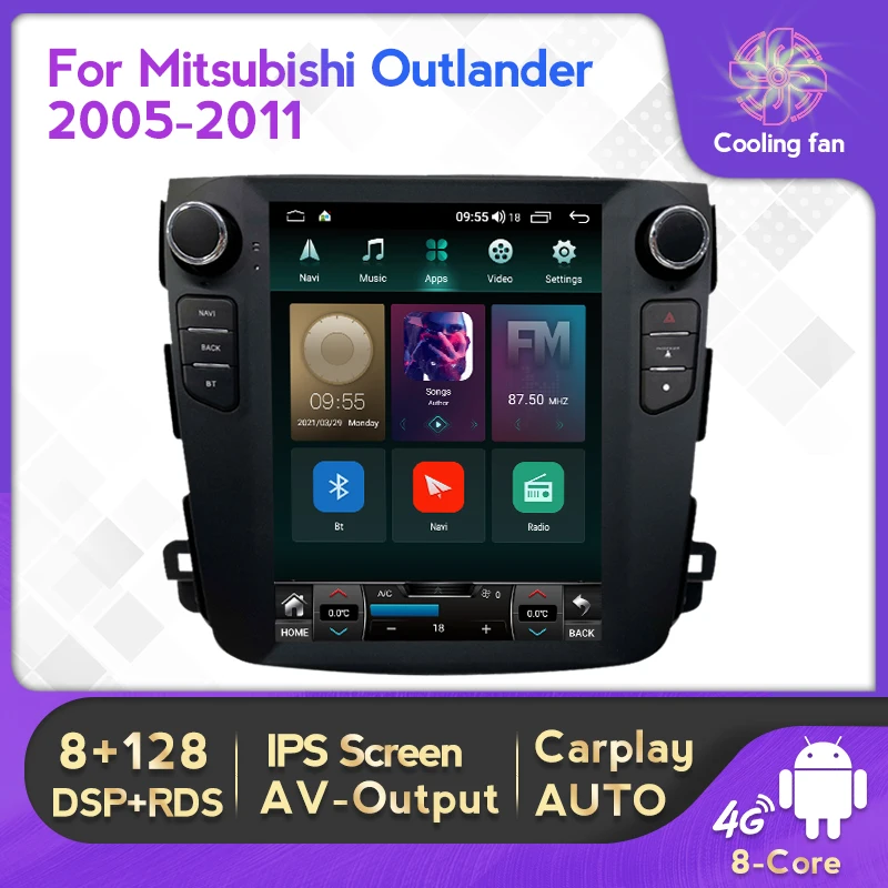 Android 11 for Tesla Style Car Radio Audio For Mitsubishi Outlander 2008-2011 Multimedia Video 2Din 4G Carplay GPS BT Head Unit |