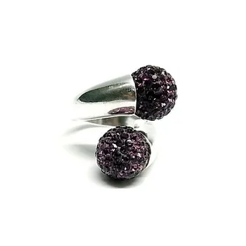 

Silver Ring 925 Sterling m stones bonded two balls 12mm. Purple [AC0276]