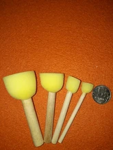 4 unids/set DIY de madera esponja amarillo pintura cepillo de pintura sello con mango de madera cepillo esponja niños herramienta de pintura