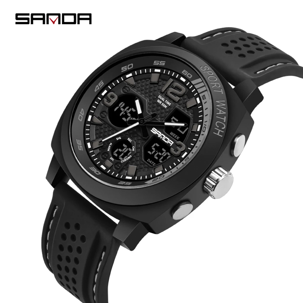 

SANDA New Digital Electronic Watch Men Waterproof Trend Student Multi-Function Watches Luxury Dual Display Luminous Sport Watch