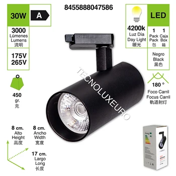 

LED FOCO CARRIL SPOT NEGRO 30W 4200K LUZ NEUTRA