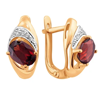 

Gold earrings with cubic zirconia and Garnet sunlight sample 585